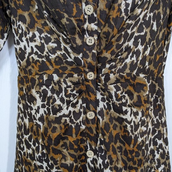 Veronica Beard Seki Leopard Printed Linen Dress - size 0 - Picture 6 of 15